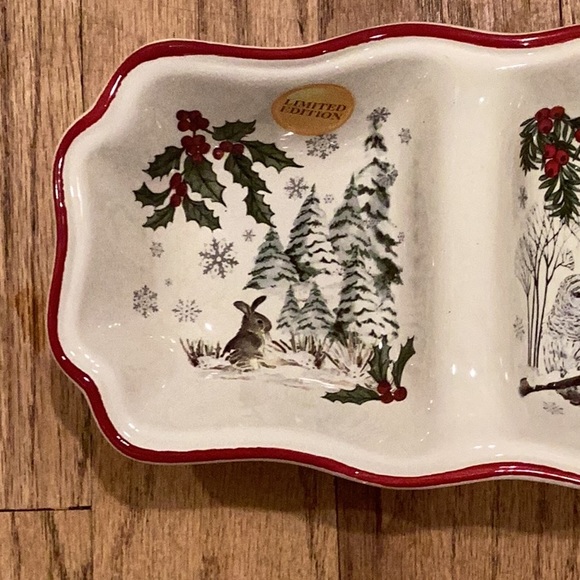 CHRISTMAS dish winter forest 3 section server - Picture 15 of 16